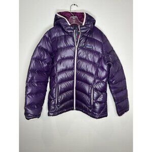 Patagonia Girls Hi-Loft Down Sweater Hoody Jacket Kids XL 14 Hooded Coat Purple